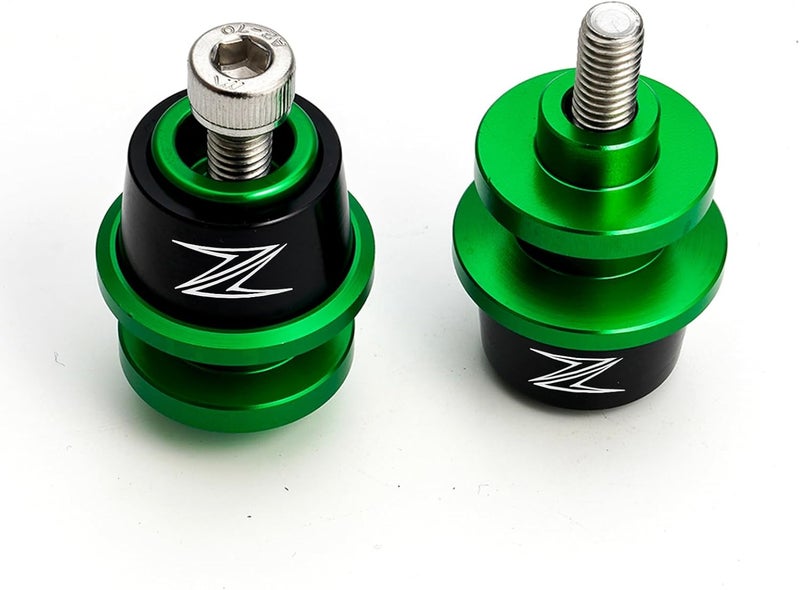 MOWOK Motorcycle M8 Swing Arm Spools Sliders CNC Swing Arm Stand Screw Swingarm Stand Paddock Compatible for Kawasaki Z900 Z650 Z400 Z500 Z800 Z1000 Z1000SX Z1000R ZX-6R ZX-10R Z 500 900 (Green) - Image 4